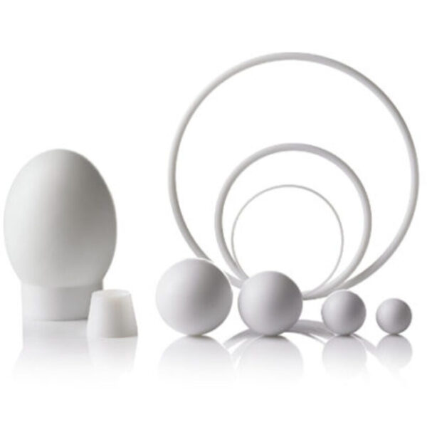 گوی و حلقه تفلون PTFE سفید (Virgin PTFE) برای آب‌بندی، سیلینگ و قطعات صنعتی با اصطکاک پایین