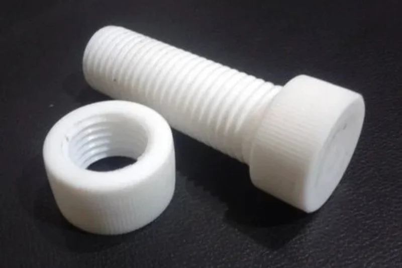 پیچ و مهره تفلونی PTFE سفید